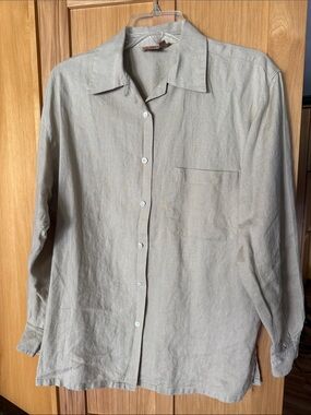 RUFF HEWN ladies 100% LINEN long sleeve shirt natural color